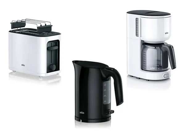 grossiste en ligne Castorama Grille Pain 2 Fentes Blanc + Bouilloire 1L Noire + Cafetière 10 Tasses Blanche Braun 1