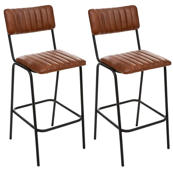 Castorama Lot De 2 Tabourets De Bar Dario Cognac en vente 1