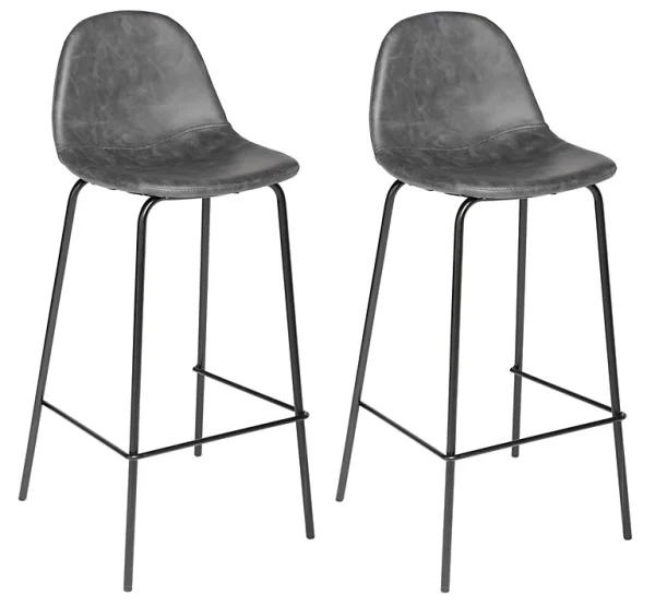 fashion pas cher Castorama Lot De 2 Tabourets De Bar Vladi Gris 1