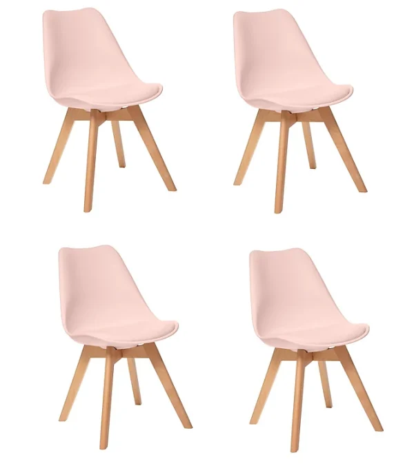 magasin Castorama Lot De 4 Chaises De Table Baya Rose Clair 1